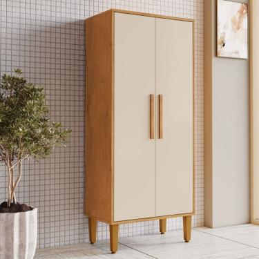 Imagem de Armário Multiuso Paraná 2 Portas 3 Prateleiras Natural/Off White - Kaiki Móveis