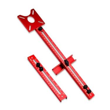 Imagem de BangBoom Suporte multifuncional 4 em 1 para fresa vermelha, gabarito de corte circular de liga de alumínio, guia de corte circular de ferramenta de roteador ajustável para marcenaria (extensão)