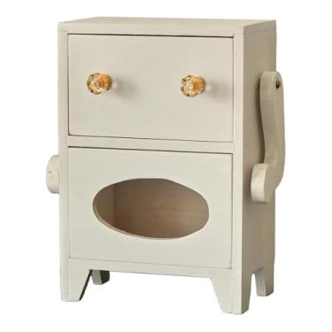 Imagem de Ioensy Mini armário de armazenamento com gaveta, dispensador de lenços umedecidos, organizador de mesa de madeira prático para acessórios de mesa, cuidados, Branco