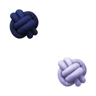 Imagem de Almofadas De Nó 28cm x 28cm Lindas Decorativas Sala Sofá Cama Cores (AZUL MARINHO E LILÁS)