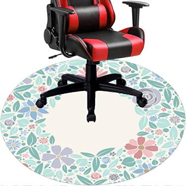 Imagem de Tapete de cadeira de escritório com flores, textura de flor, tapete de cadeira de mesa para piso de madeira de escritório em casa, protetor de piso de pilha baixa, redondo 119 cm