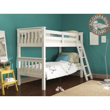 Imagem de Beliche 721B Branco Lavado Piratini Com Colchão Gazin