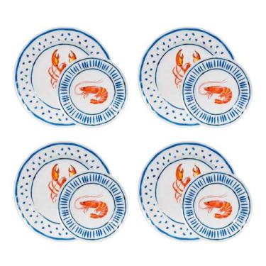 Imagem de Jogo Pratos Melamina 22cm 28cm Raso Plástico Casa Solteiro Casal Famíl