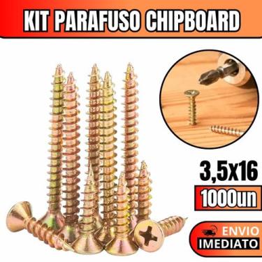 Imagem de Kit 1000 Parafusos Chipboard Phillips Para Madeira 3,5x16 - HD Ferrage