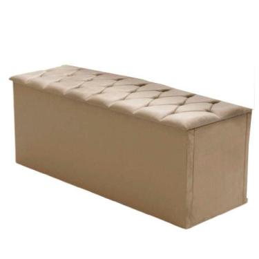 Imagem de Calçadeira Com Baú Estofado Istambul Dobuê Bege 1,60m - MOVALE