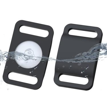 Imagem de DamonLight Suporte Para Airtag À Prova D'Água Ipx7, 2 Pacotes De Coleira Cachorro, Adequado Acessórios Air Tag Gato E Animal Estimação, Capa Silicone Leve Macia Anti-Riscos (Preta)