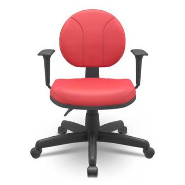 Imagem de Cadeira Operativa Executiva Backplax Com Braço Couro Vermelho - Plaxme