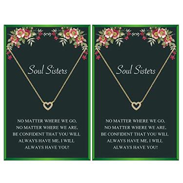 Imagem de Your Always Charm Colar Amizade BFF para 2 Presentes de Amizade para Mulheres, Presente de Aniversário de Melhor Amizade para Mulheres Colar Combinando para Bff, adjustable, Zinco, Sem Pedra Preciosa