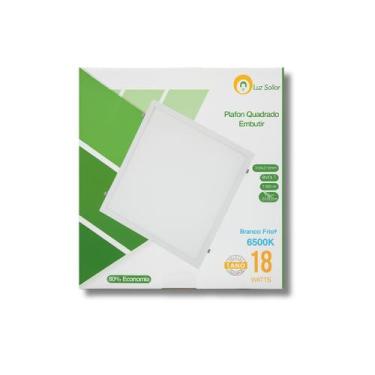 Imagem de Luminária LED Painel 18W Embutir 6000K Quadrada Branco - LUZ SOLLAR