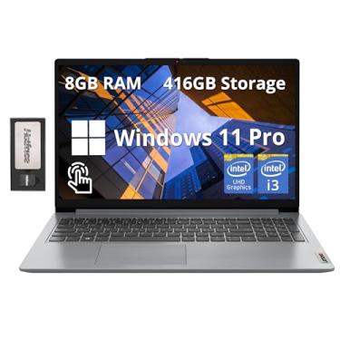 Imagem de Lenovo Laptop Ideapad 1i de 15,6 polegadas FHD com tela sensível ao toque, Intel i3 1215U, 8 GB de RAM, 416 GB de armazenamento (SSD de 256 GB + conjunto de estação de ancoragem de 160 GB), gráficos