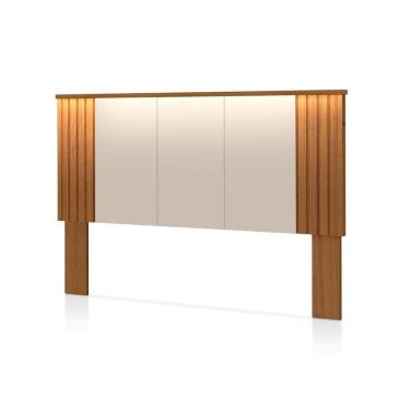 Imagem de Cabeceira para Cama Casal com Led Duo Freijo/ Off White