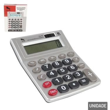 Imagem de Calculadora de Mesa 8 Dígitos Eletrônica Cinza - Tudo em Caixa
