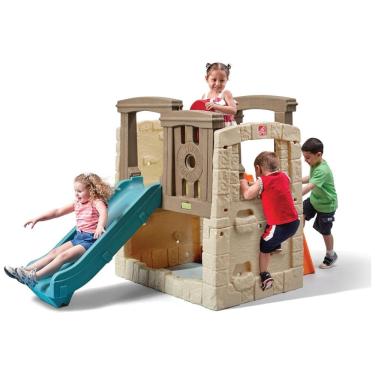 Imagem de Playset Infantil Para Crianças de 2 a 6 Anos, Com Escorregador, Parede de Escalada e Estrutura de Plástico Resistente, Fácil de Montar,