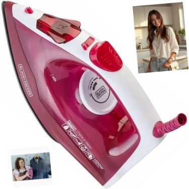 Imagem de Ferro Passar Roupas Black+Decker FX2250 Rosa Seco Vapor 1200W 18g/min Base Antiaderente