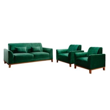 Imagem de Conjunto Namoradeira E Poltronas Versace Via Encanto Veludo Verde