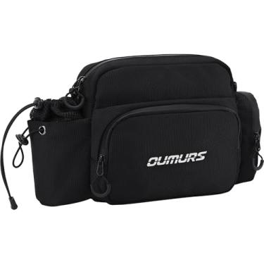 Imagem de Oumurs Bolsa universal para guidão de motocicleta 1800D resistente à água Sissy Bar bolsa refletora preta para garfo frontal bolsa de acessórios adequada para motocicletas Cruiser Softail Dyna