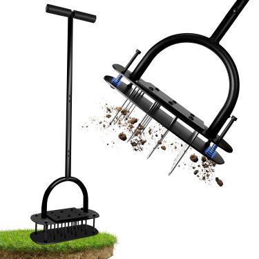Imagem de Fiedyka Aerador de ar de gramado Aerador de grama Ferramentas de gramado com mola, aerador manual de quintal para gramado, ferramenta aeradora de jardim