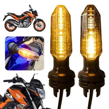 Imagem de Par Seta LED Sequencial para Moto 12V Âmbar com Encaixe Universal Rápi