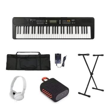 Imagem de Kit Teclado Musical Harmonics He300 Musical 61 Teclas Usb