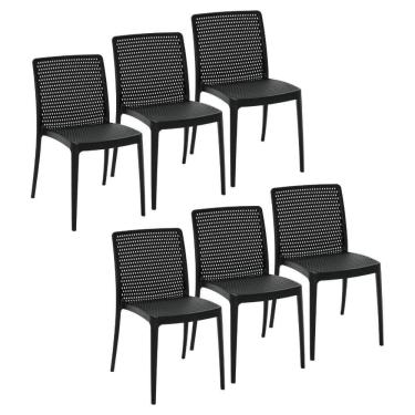 Imagem de Conjunto 6 Cadeiras Isabelle Em Polipropileno E Fibra De Vidro Preto Tramontina