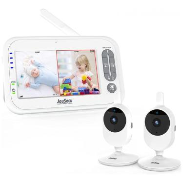 Imagem de Babá Eletrônica JouSecu com Monitor LCD 2 Câmeras, Visão Noturna, Detecção de Choro e Áudio de 2 Vias