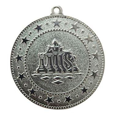 Imagem de Express Medals Prêmio Troféu Medalhas de Xadrez Prata com Fitas de Pescoço - (pacote com 10)