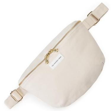 Imagem de The Peacock Crew Pochete – Bolsa tiracolo de algodão elegante para homens e mulheres – alça ajustável, zíper duplo – bolsa de ombro de tecido premium, bege nomade