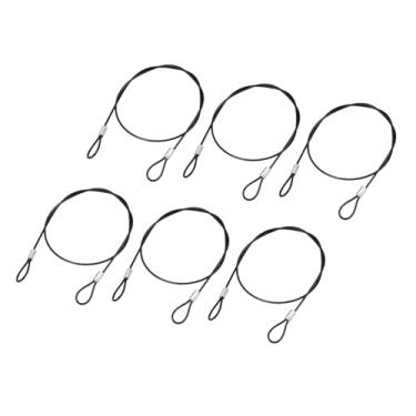 Imagem de YOKIVE 6 travas de cabo de segurança, cordas de aço inoxidável de segurança com laço duplo | Ótimo para cercas de portas de casas (preto, 5 = pés, 2 mm de diâmetro)