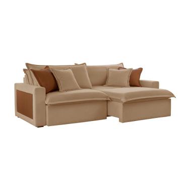 Imagem de Sofá 3 Lugares Retrátil e Reclinável Dubai Linho Bege 230 cm