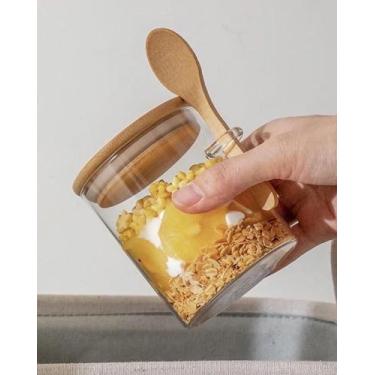 Imagem de Pote Vidro Redondo 250ml Com Tampa Bambu E Colher - Pari Import