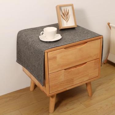 Imagem de Toalha de mesa lateral retangular pequena casa de fazenda de linho rústico cor sólida toalha de mesa lavável capa contra poeira para sala de jantar quarto decoração de casa cinza escuro 46 x 109 cm