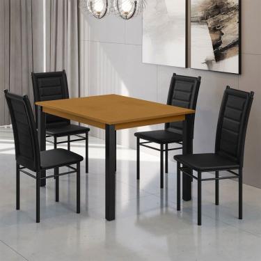 Imagem de Mesa de Jantar 4 Lugares Monaco Tokio Preto/Natural - Art Panta