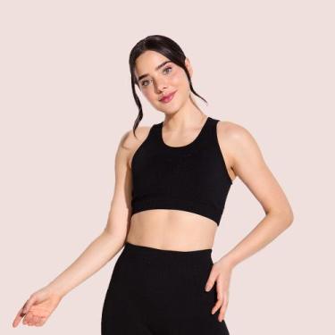 Imagem de Top Feminino Fitness Trifil Colmeia Sem Costura, Preto, G