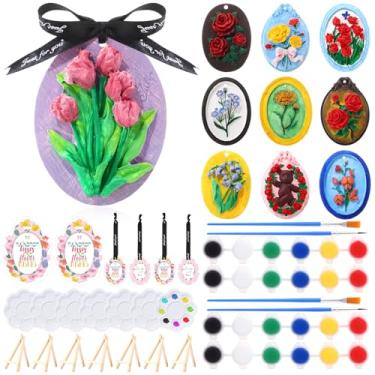 Imagem de Bucherry 10 conjuntos DIY Kit de artesanato de aromaterapia de gesso natural de cerâmica para pintar sua própria pintura de flores com pincéis de paleta de cores de cavalete difusores passivos de