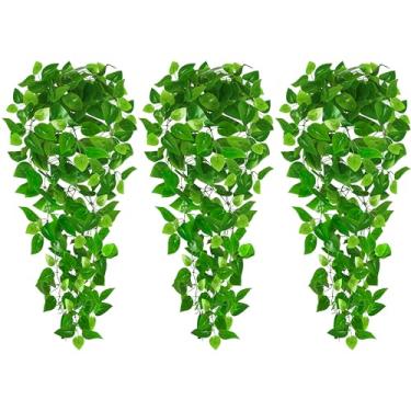 Imagem de Plantas artificiais para pendurar, vegetação falsa longa para decoração de plantas de videira falsa para casa, quarto, escritório, ambientes internos e externos, decoração de prateleira de parede (3)