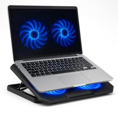 Imagem de Suporte Ergonômico para Notebook com Cooler Duplo Silencioso, 8 Níveis de Ajustes, 2 Porta USB Adicional e Iluminação LED para Notebooks de Até 17 Polegadas