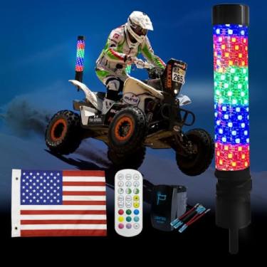 Imagem de cezelux 1 Pacote De Pé Luz Chicote, Luzes Led Para Utv E Atv Com Aplicativo Controle Remoto, Interruptor Basculante, Antena Espiral Rgb Iluminada Mais Brilhante, Chicote Fatty, Caminhão Can-Am Sxs P