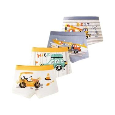 Imagem de Cueca Boxer Infantil De Algodão Respirável, 4 Peças, Dinossauros, Heli