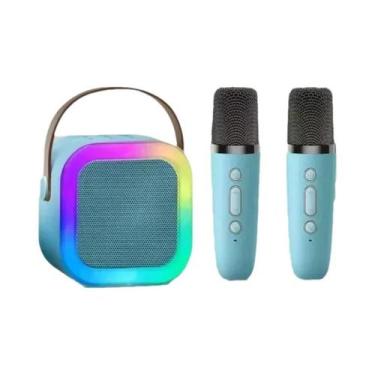 Imagem de Caixa De Som Bluetooth Portátil Com 2 Microfones Para Karaokê, Canto E