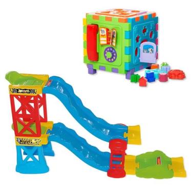 Imagem de Cubo Didático Grande Educativo Brinquedo Legal + Super Pista Com 2 Car