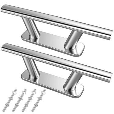 Imagem de VEITHI Pacote com 2 travas de barco de aço inoxidável, travas de doca de 20 cm, grampo de corda com parafusos de base aberta para barcos de ancoragem, canoa, atracação, decoração marítima