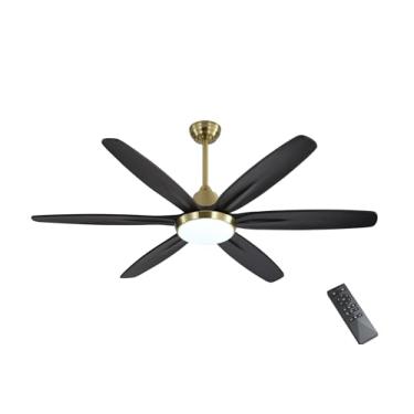Imagem de ELEHINSER Ventiladores De Teto Modernos De 60" Com Luzes, Ventilador De Teto Com Luz Led Regulável E Controle Remoto, Pás De Madeira, Ventilador De Motor Cc Reversível E Silencioso De 6 Velocidades