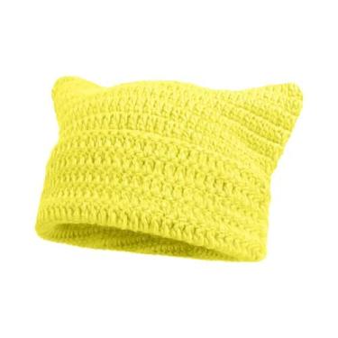 Imagem de Gorro Feminino De Inverno Listrado Com Orelhas De Gato, Estilo Coreano
