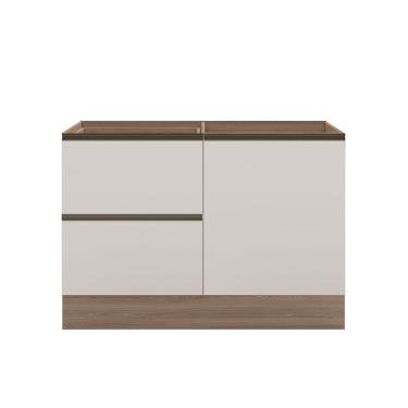 Imagem de Balcão de Pia Deslocada 1 Portas 3 Gavetas (Sem Tampo) 120cm Etna Carvalho Oak Off White - SSX Multicoisas