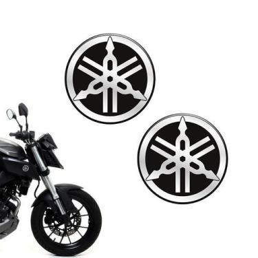 Imagem de Adesivo Logo Yamaha 45mm Cromado Resinado - SPORTINOX, XJ6, XT, DT, Fa