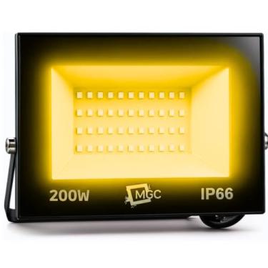 Imagem de Refletor LED 200W Luz Branco Quente 3000K, IP66 À Prova D'Água, Bivolt, Uso Externo, Jardins.