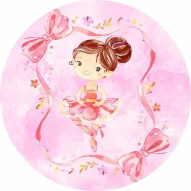 Imagem de Painel de tecido sublimado Redondo Bailarina rosa aquarela C/ Elástico