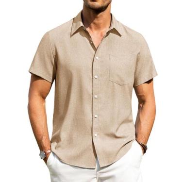 Imagem de Camisa masculina Alimens & Gentle Linen de manga curta com botões