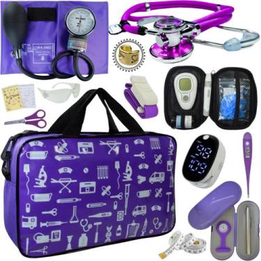 Imagem de Kit Enfermagem Premium Basico - Love Saude, ROXO ESTAMPADO PAMED