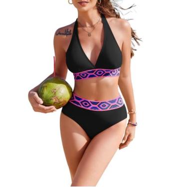 Imagem de Conjunto de biquíni AI'MAGE, maiô feminino de cintura alta, preto, méd